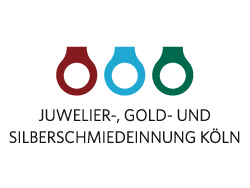 Logo der Juwelier-, Gold- und Silberschmiedeinnung Köln in Rot, Blau und Grün.